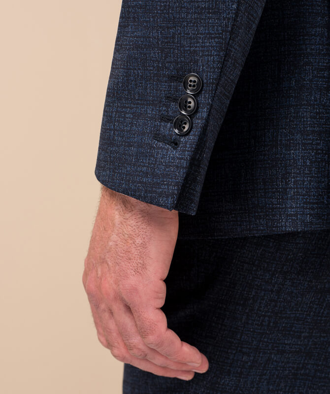 Moderner, dunkelblauer Jacquard-Anzug