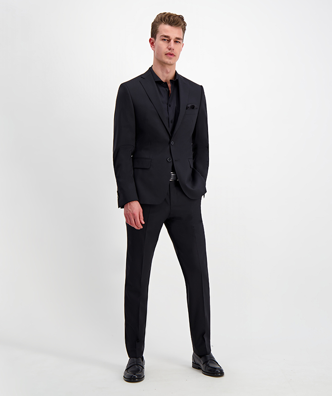 Wolle-Stretch-Anzug in Schwarz