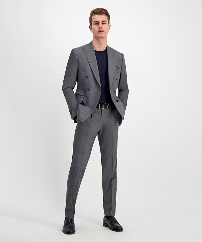 Wolle-Stretch-Anzug in Grau 