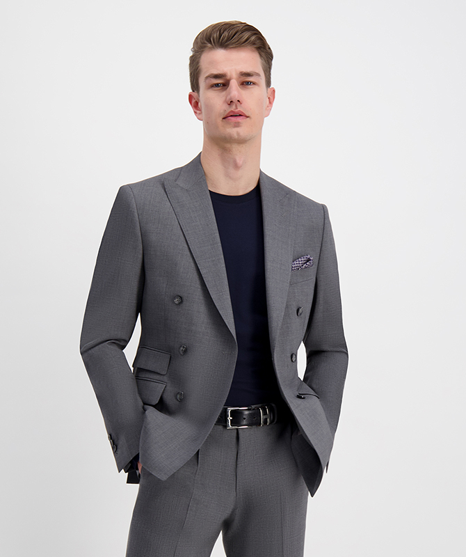 Wolle-Stretch-Anzug in Grau 