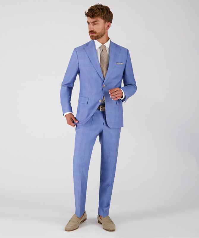 Karierter Sartorial Flex-Anzug in sommerlichem Blau