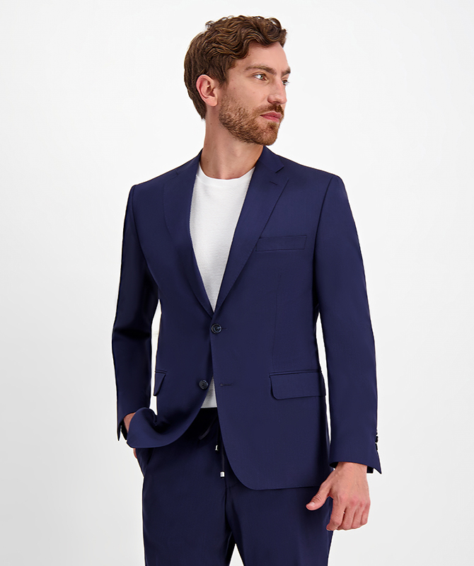 Wolle-Stretch-Anzug in Blau