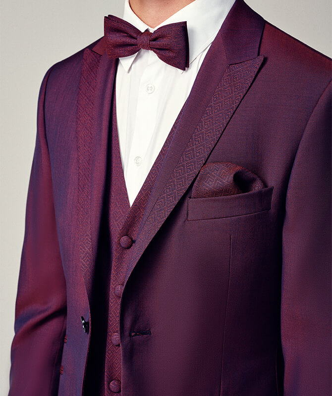 Eleganter Rot-Blauer Anzug in Two-Tones Optik